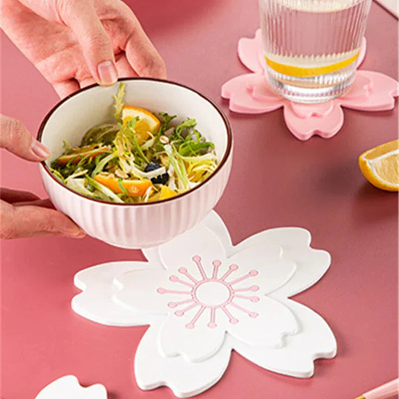 Dessous de Plat en Silicone Rose Fleur de Cerisier