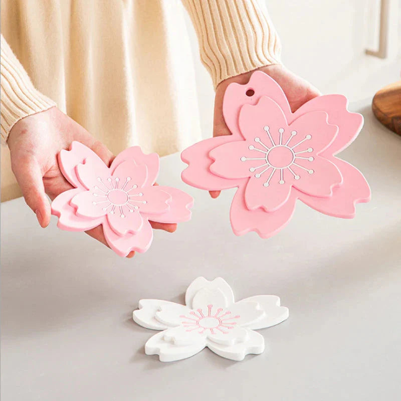 Dessous de Plat en Silicone Rose Fleur de Cerisier