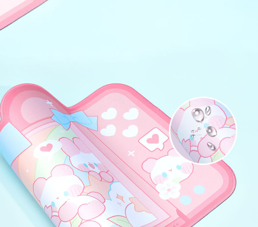 Tapis de Souris Kawaii Rose Console Lapins Sakura