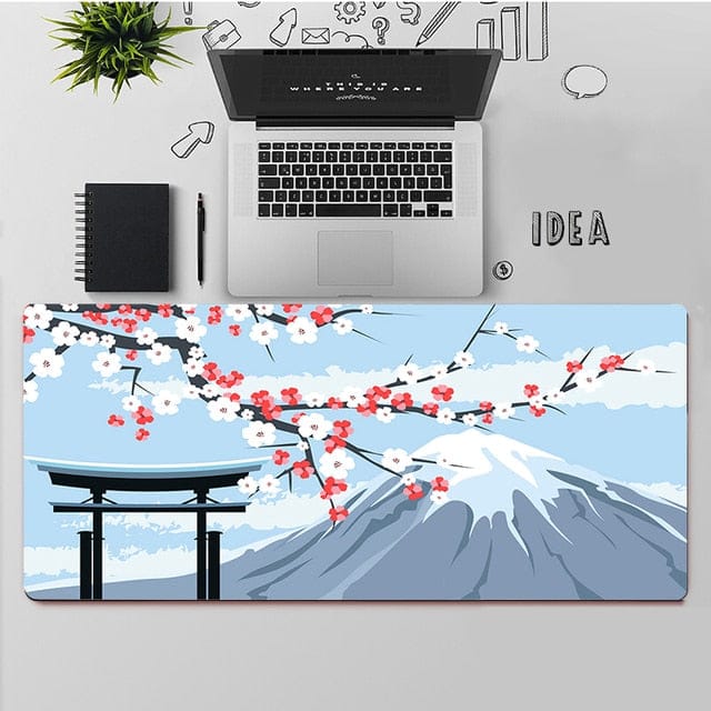 Tapis de bureau Sakura Montagne - Câlin Kawaii