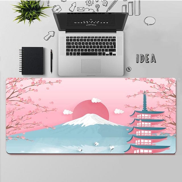 Tapis de bureau Sakura Montagne - Câlin Kawaii