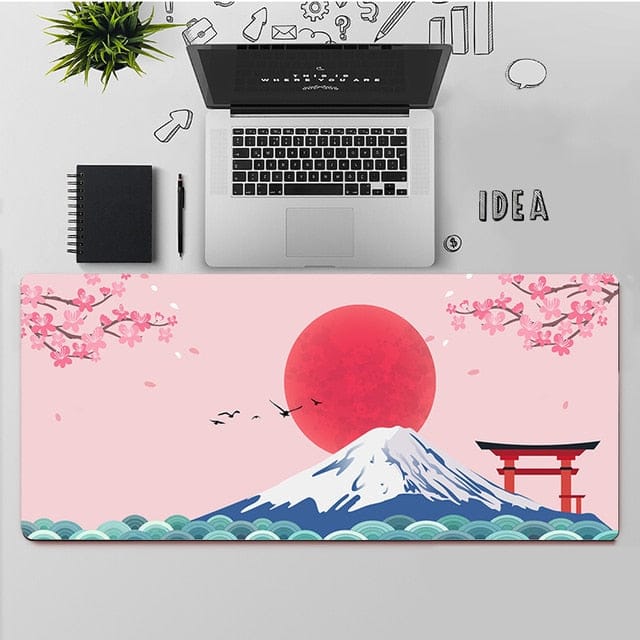Tapis de bureau Sakura Montagne - Câlin Kawaii