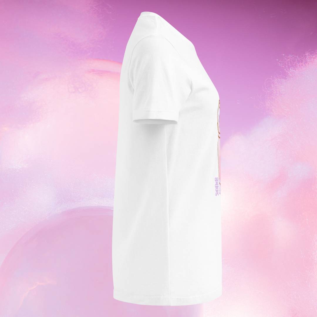T-Shirt Blanc à Motif Thé Floral Rose Kawaii
