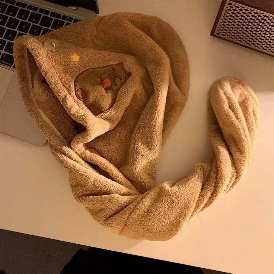 Serviette en Microfibre pour Cheveux Capybara