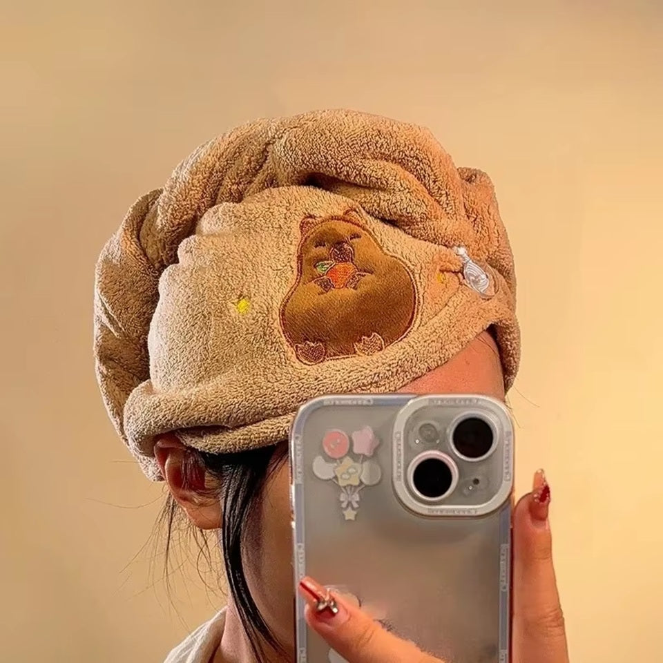 Serviette en Microfibre pour Cheveux Capybara