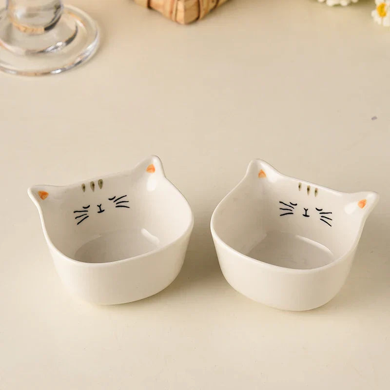 Lot de 2 coupelles à sauce en céramique en forme de chat 90 ml - Câlin Kawaii