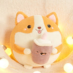 Peluche Chiot Corgi Rond à Boba Kawaii