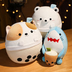 Peluche Chiot Corgi Rond à Boba Kawaii