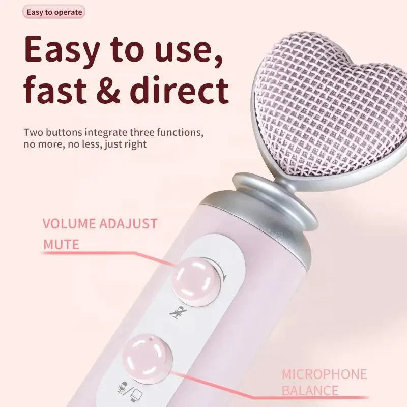 Microphone de Karaoké Rose en Cœur