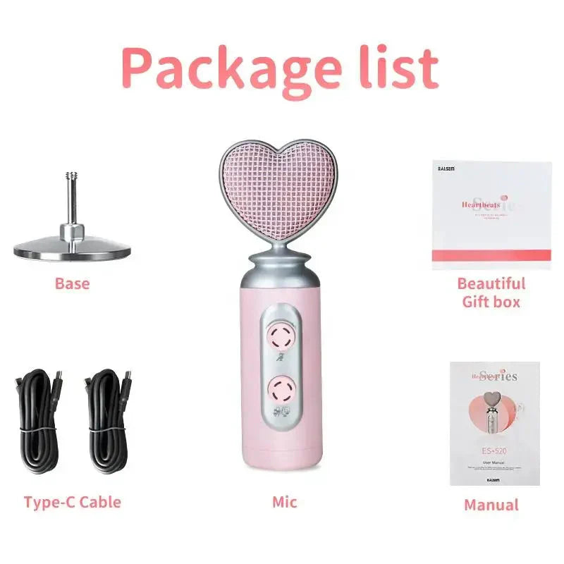 Microphone de Karaoké Rose en Cœur