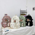 Sac à Dos Kawaii Vert Sauge Clair avec Poches Vitrines