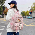Sac à Dos Kawaii Vert Sauge Clair avec Poches Vitrines