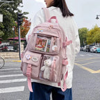 Sac à Dos Kawaii Vert Sauge Clair avec Poches Vitrines
