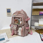 Sac à Dos Kawaii Vert Sauge Clair avec Poches Vitrines