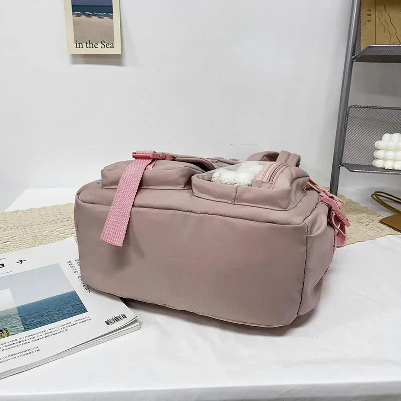 Sac à Dos Kawaii Vert Sauge Clair avec Poches Vitrines