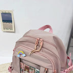 Sac à Dos Kawaii Vert Sauge Clair avec Poches Vitrines