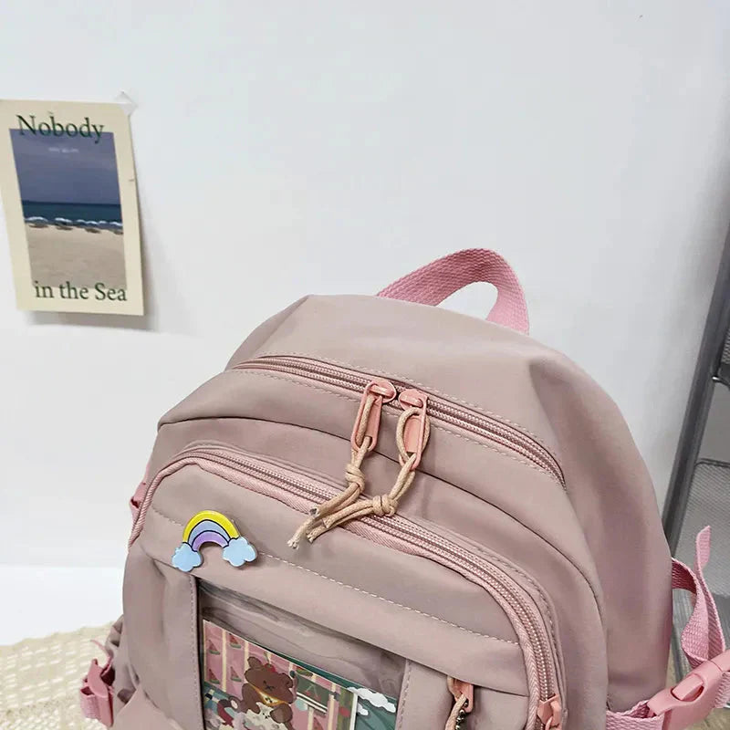 Sac à Dos Kawaii Vert Sauge Clair avec Poches Vitrines