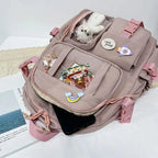 Sac à Dos Kawaii Vert Sauge Clair avec Poches Vitrines