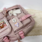Sac à Dos Kawaii Vert Sauge Clair avec Poches Vitrines