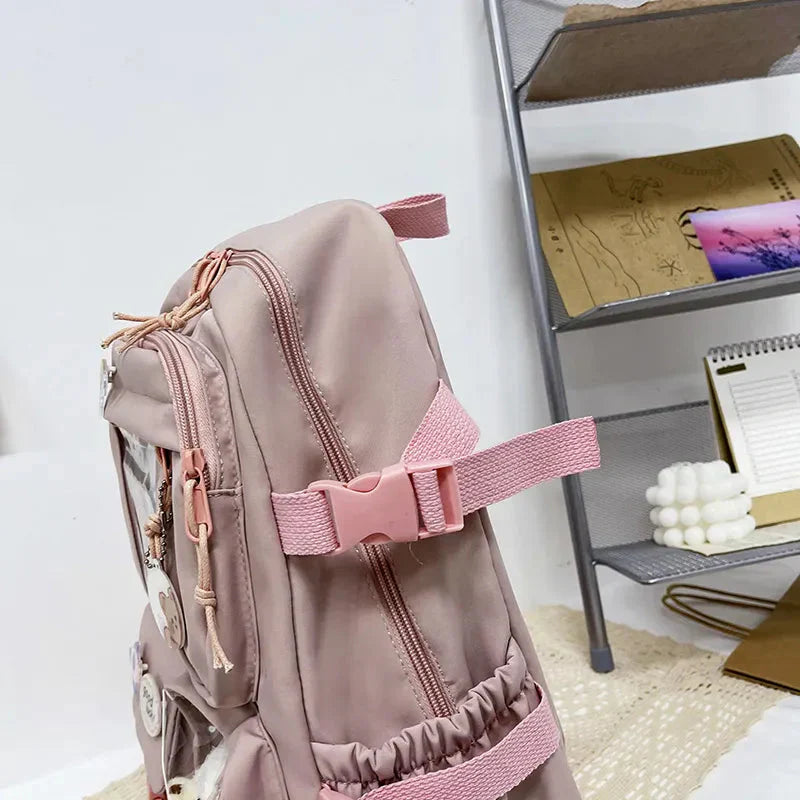 Sac à Dos Kawaii Vert Sauge Clair avec Poches Vitrines