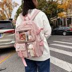 Sac à Dos Kawaii Vert Sauge Clair avec Poches Vitrines