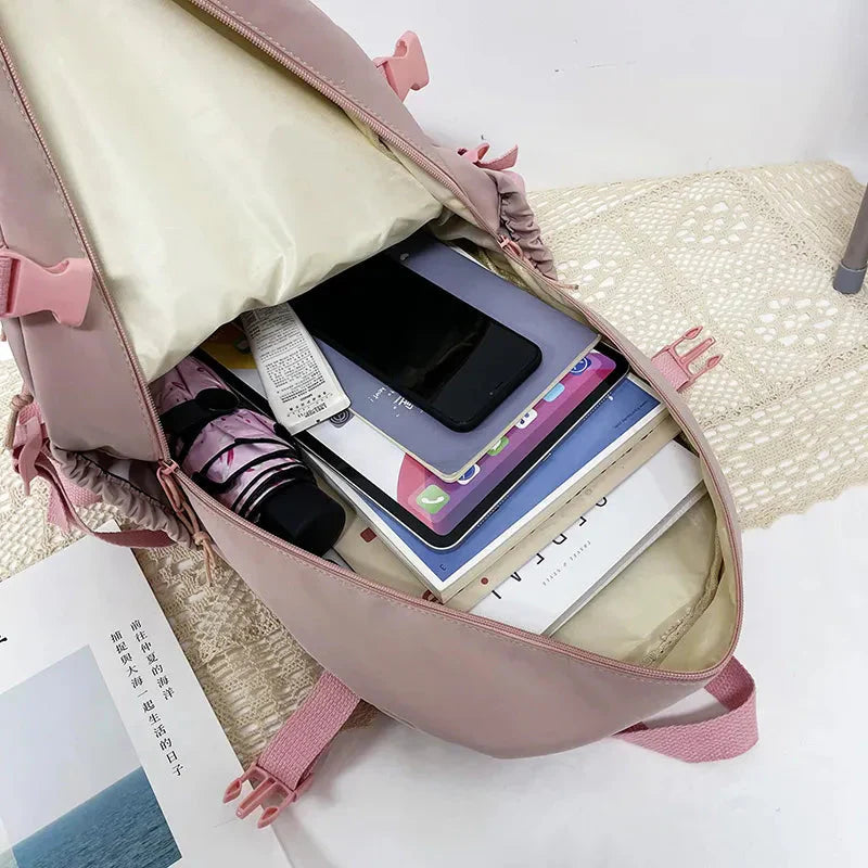 Sac à Dos Kawaii Vert Sauge Clair avec Poches Vitrines