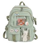 Sac à Dos Kawaii Vert Sauge Clair avec Poches Vitrines
