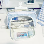 Trousse de Rangement en Tissu Bleu Clair Multi-Poches
