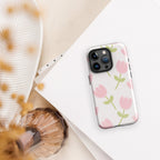 Coque téléphone robuste Shoppu Tulip Days pour iPhone - Câlin Kawaii