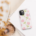 Coque téléphone robuste Shoppu Tulip Days pour iPhone - Câlin Kawaii