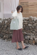 Sac Cabas en Velours Côtelé Marron Camel