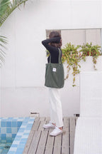 Sac Cabas en Velours Côtelé Marron Camel