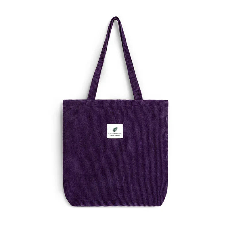 Sac cabas shopping en velours côtelé style INS simple - Câlin Kawaii