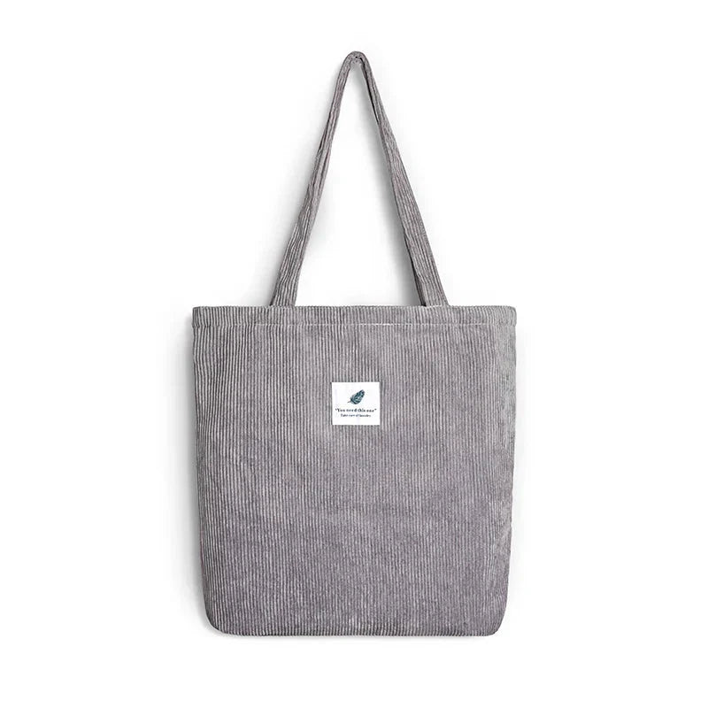 Sac cabas shopping en velours côtelé style INS simple - Câlin Kawaii