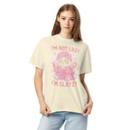 T-shirt Blanc à Motif Chat Spa "I'm Slayzy"