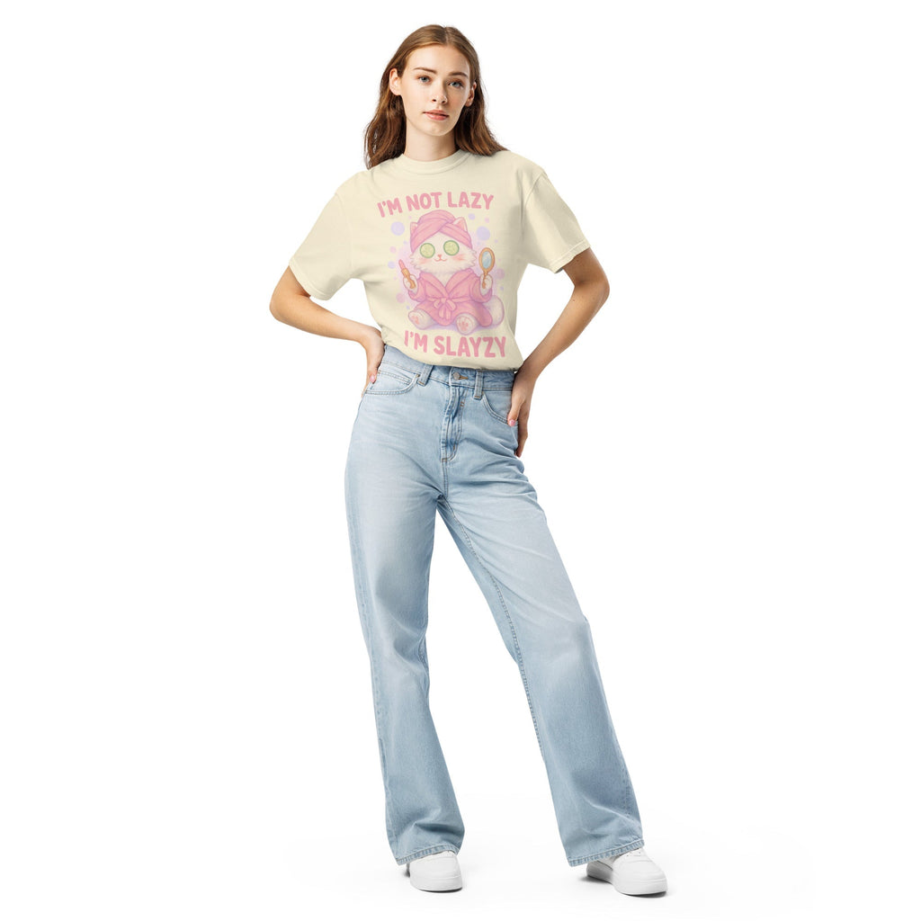 T-shirt Blanc à Motif Chat Spa "I'm Slayzy"