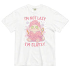 T-shirt Blanc à Motif Chat Spa "I'm Slayzy"