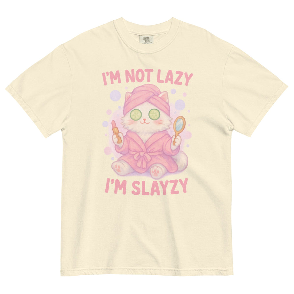 T-shirt Blanc à Motif Chat Spa "I'm Slayzy"
