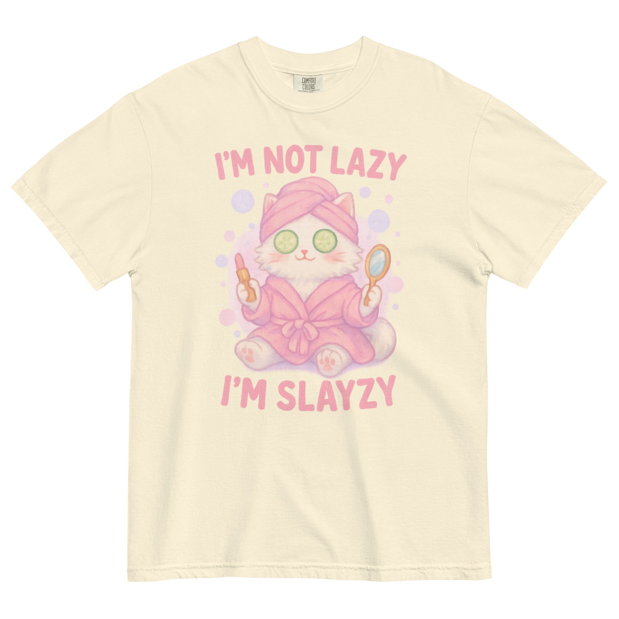 T-shirt Blanc à Motif Chat Spa "I'm Slayzy"