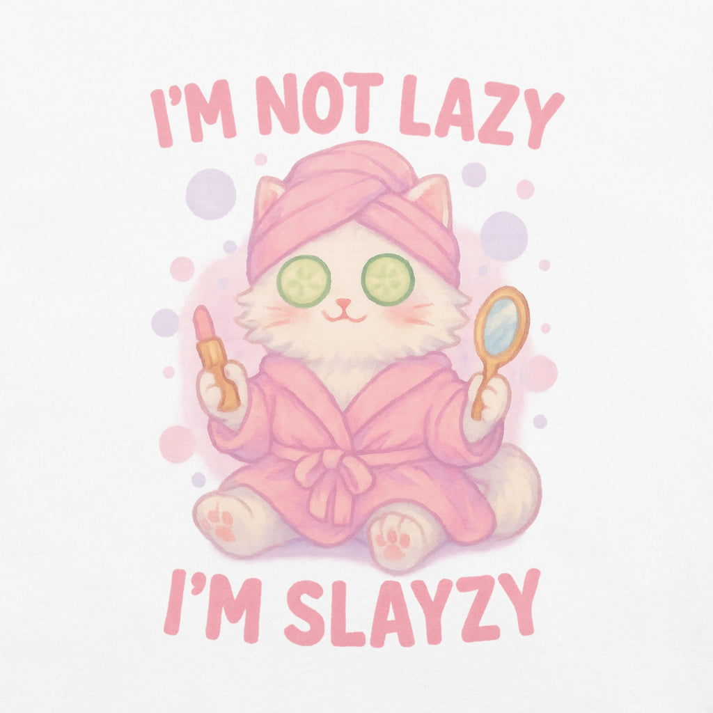 T-shirt Blanc à Motif Chat Spa "I'm Slayzy"
