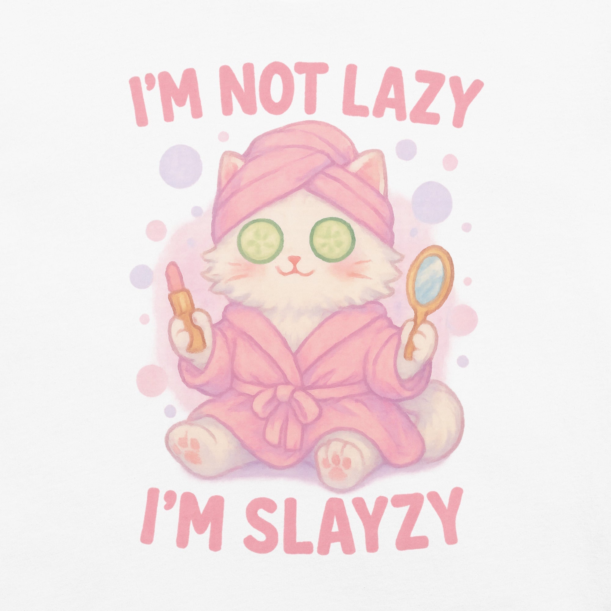 T-shirt Blanc à Motif Chat Spa "I'm Slayzy"