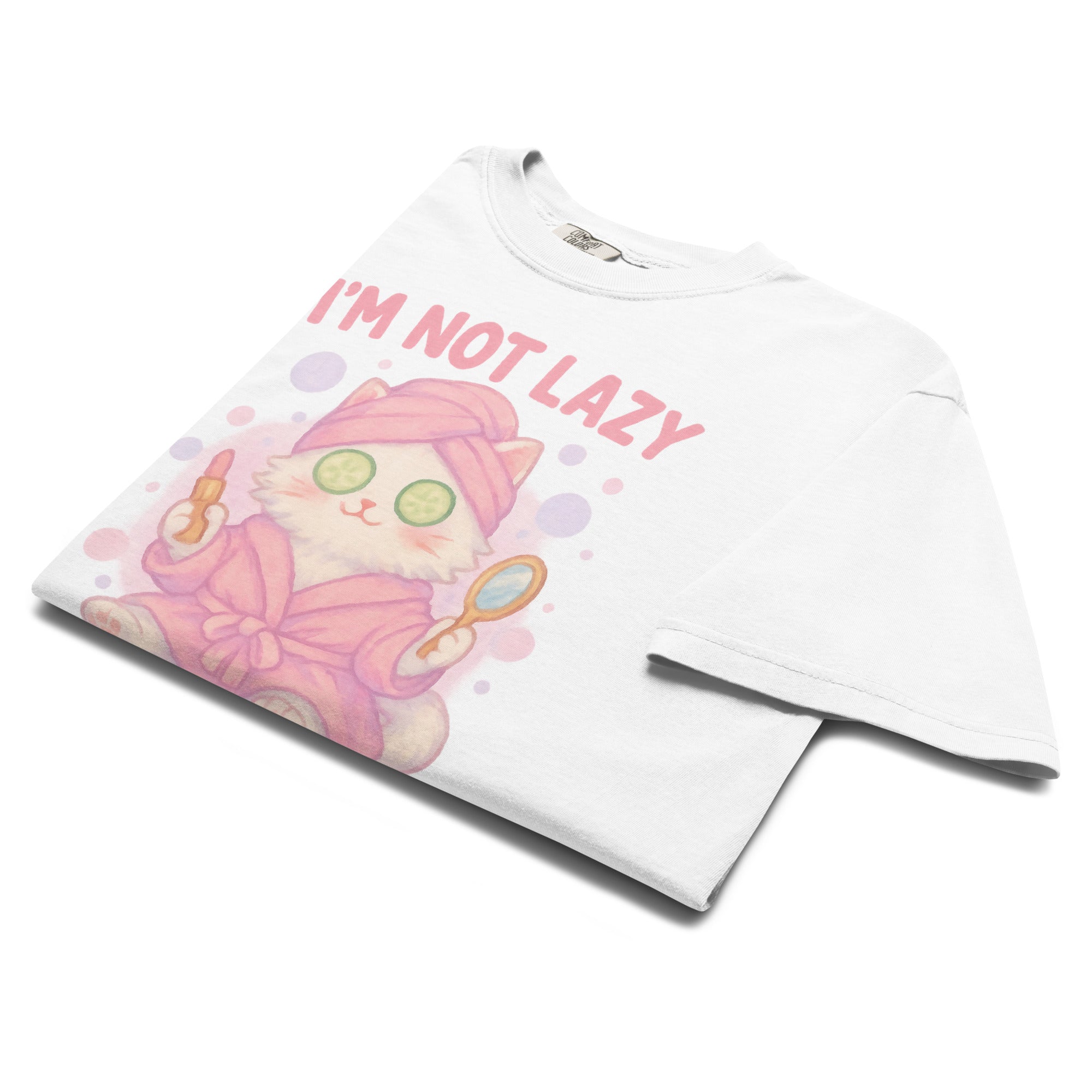 T-shirt Blanc à Motif Chat Spa "I'm Slayzy"