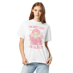 T-shirt Blanc à Motif Chat Spa "I'm Slayzy"