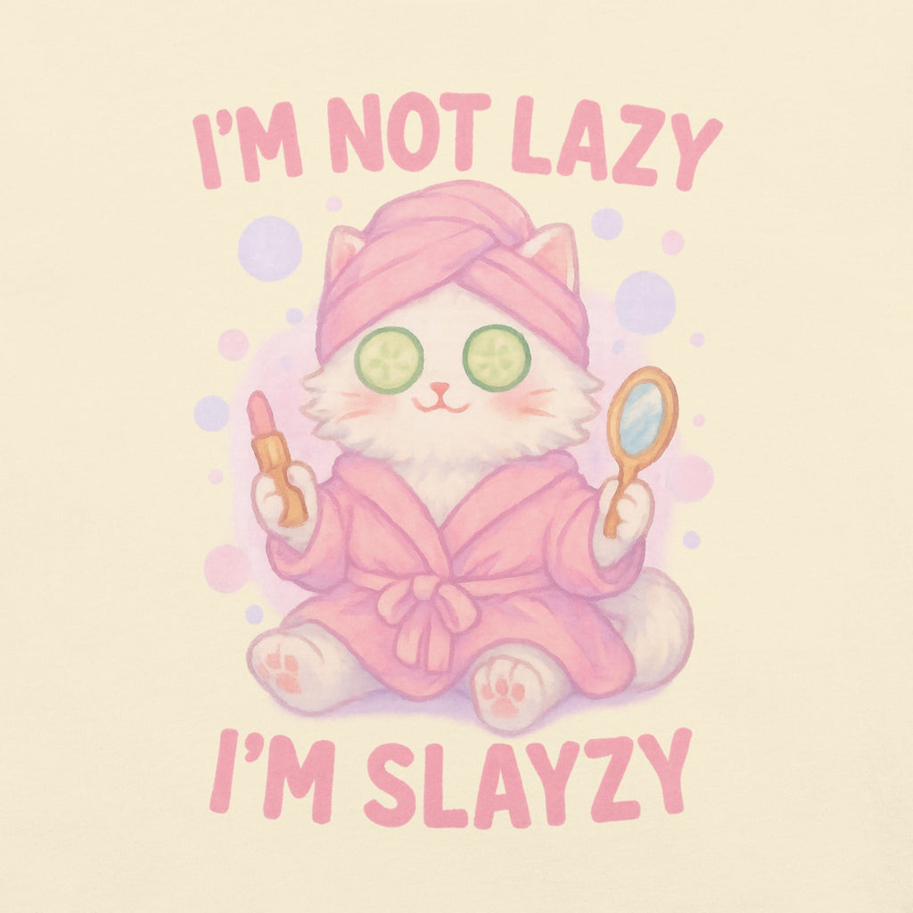 T-shirt Blanc à Motif Chat Spa "I'm Slayzy"