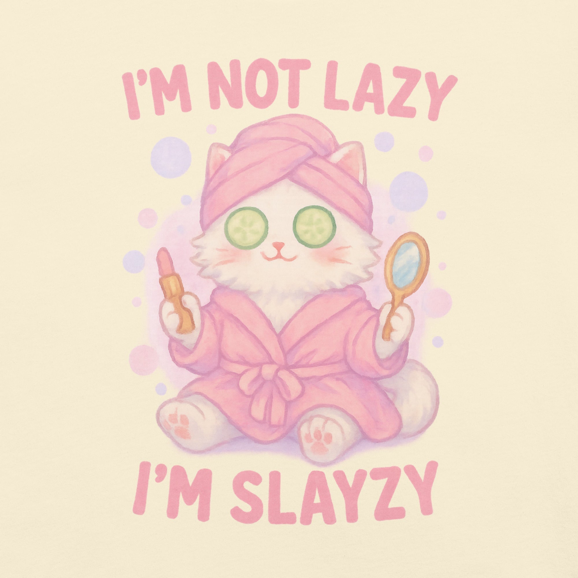 T-shirt Blanc à Motif Chat Spa "I'm Slayzy"