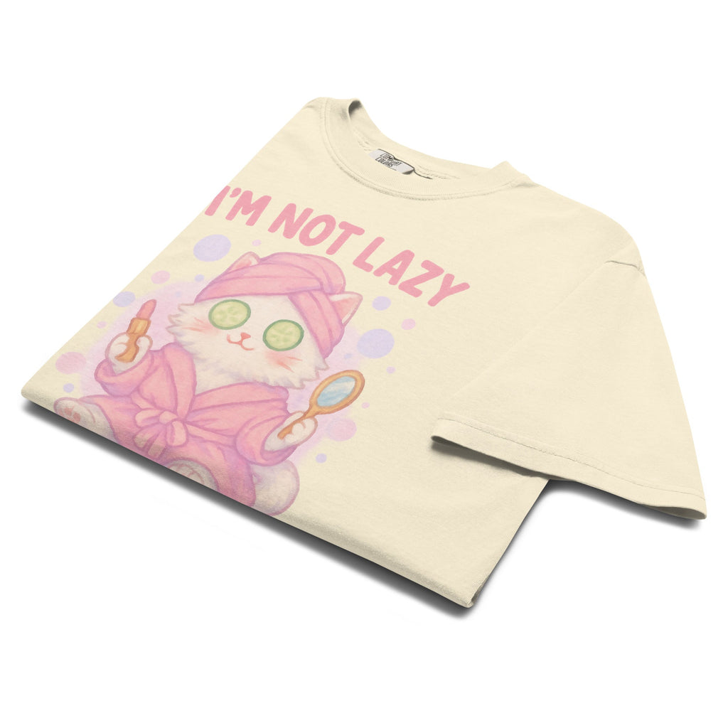 T-shirt Blanc à Motif Chat Spa "I'm Slayzy"