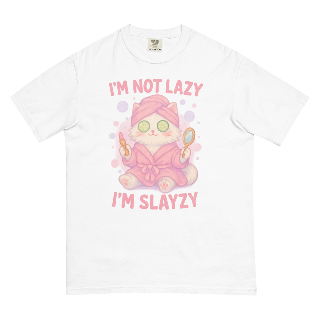 T-shirt Blanc à Motif Chat Spa "I'm Slayzy"