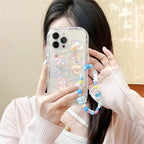 Coque Téléphone Transparente 3D Kawaii et Sangle Perles