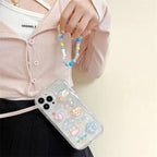 Coque Téléphone Transparente 3D Kawaii et Sangle Perles