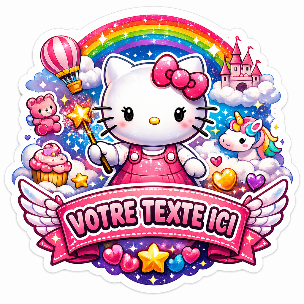 Autocollant Hello Kitty Magique Personnalisable